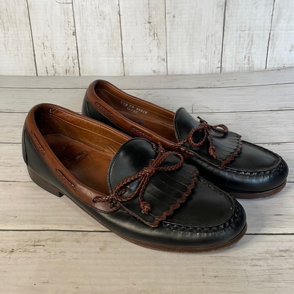 Allen Edmonds Woodstock Ghillie Tie Black and Cordovan Loafer - Picture 1 of 14